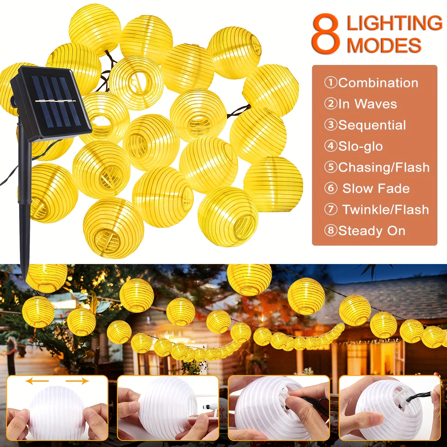 LED Solar String Lights - Chinese Lantern