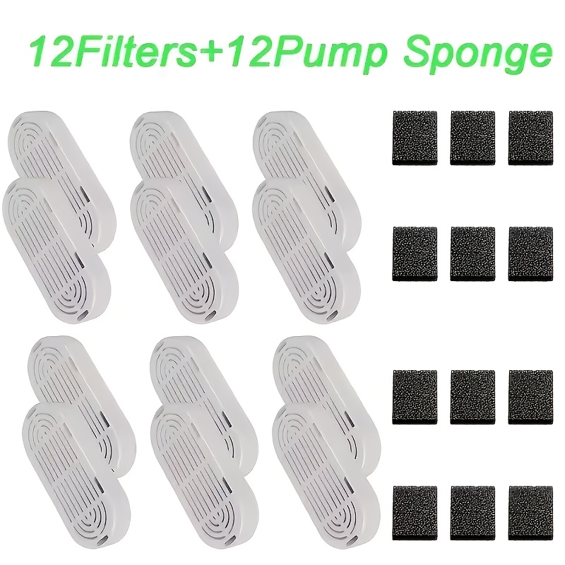 TEMU 24pcs Cat Drinking Fountain Replacement Filter Set, (12pcs Filters And 12pcs Black Cubes) Fashionable Pet Drinking Fountain Filter, Providing