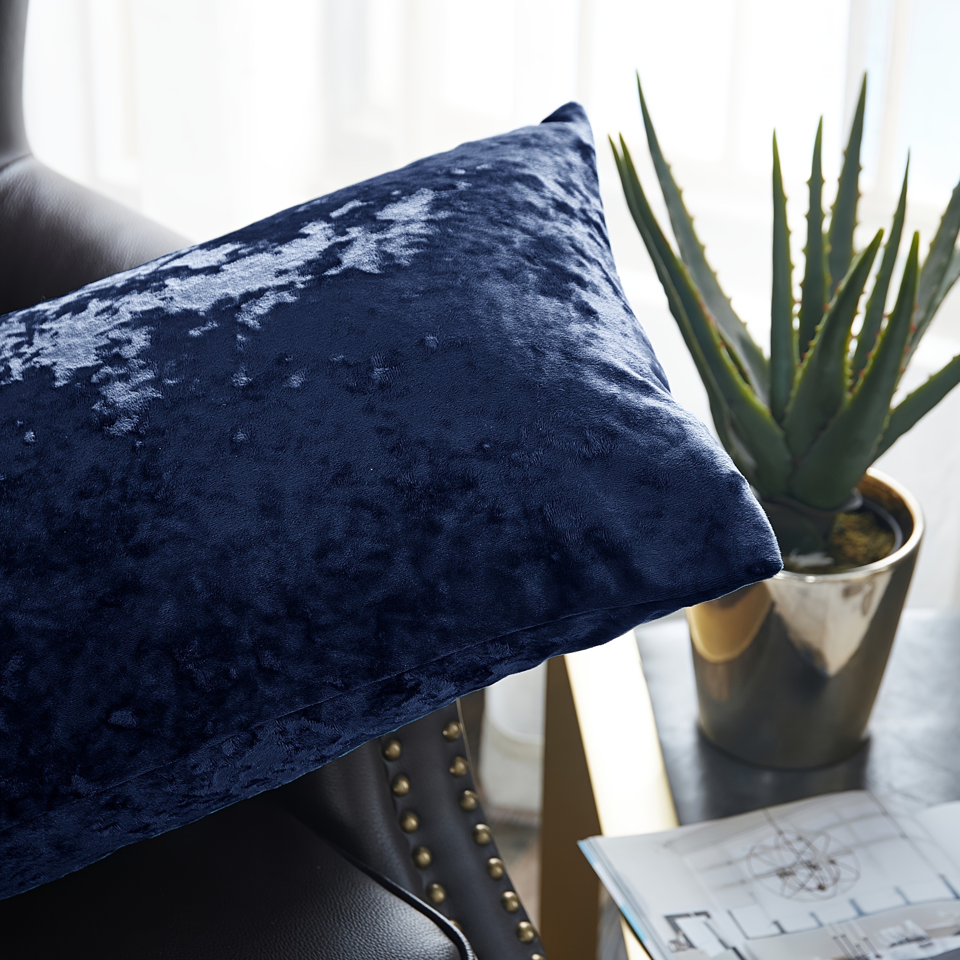 2pcs crushed velvet fuzzy soft decorative throw pillow covers set with double sided no insert stylish cushion cover for sofa couch chair living room bedroom decor Product details 7