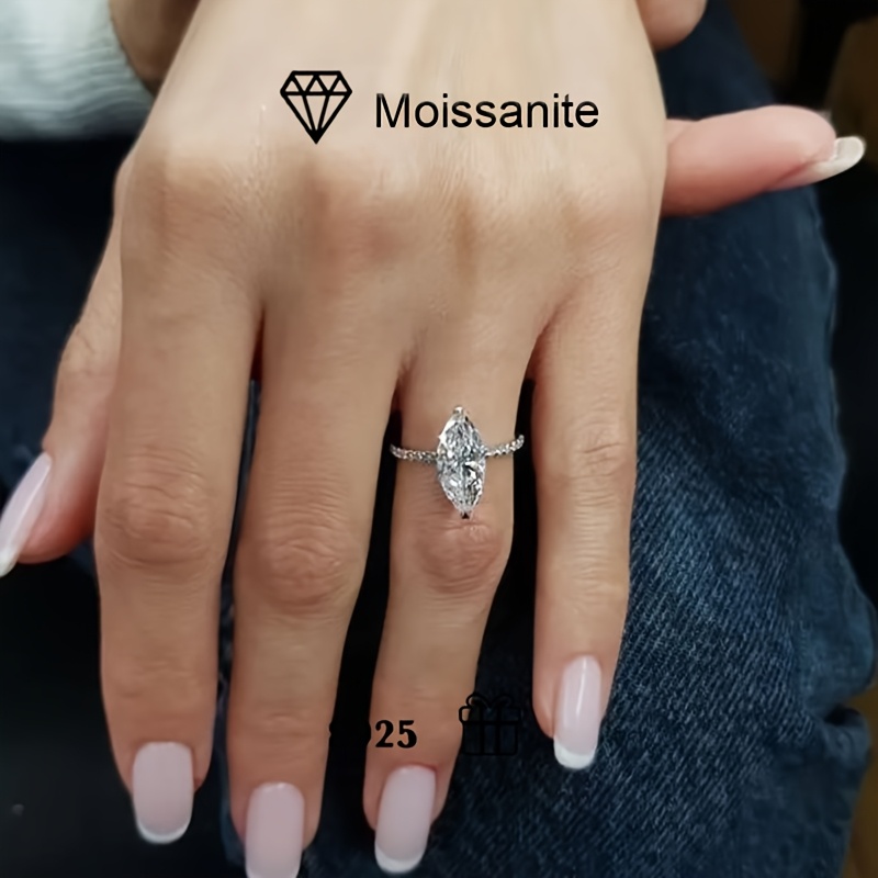 4.2g 2 Carat Marquise Moissanite Ring in S925 Silver