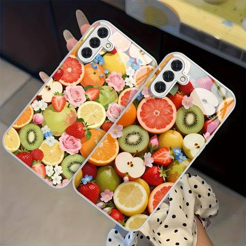 phone case a beautifully designed phone case with a colorful assortment of and a silvery border suitable for samsung for galaxy models including a04 a06 a13 a14 a15 a16 a22 a23 a24 a25 a32 a33 a34 a35 a52 a52s a53