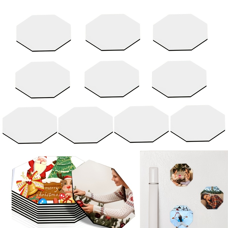 Image of 10pcs Sublimation Magnet Blanks, Sublimation Blank Refrigerator Magnets, Fridge Magnet For Kitchen Office Decorative, 5.5x5.5cm (octagonal)