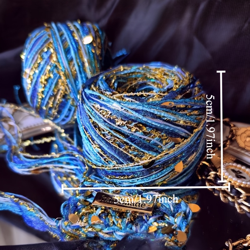 TEMU 50G 1pc Étoilé Mélange Main Série Nuit Étoilée Fil Brillant Crochet Fait Main Boule de Fil Spéciale Peut Être Tricoté Sac Bandeau Cadeau Fil