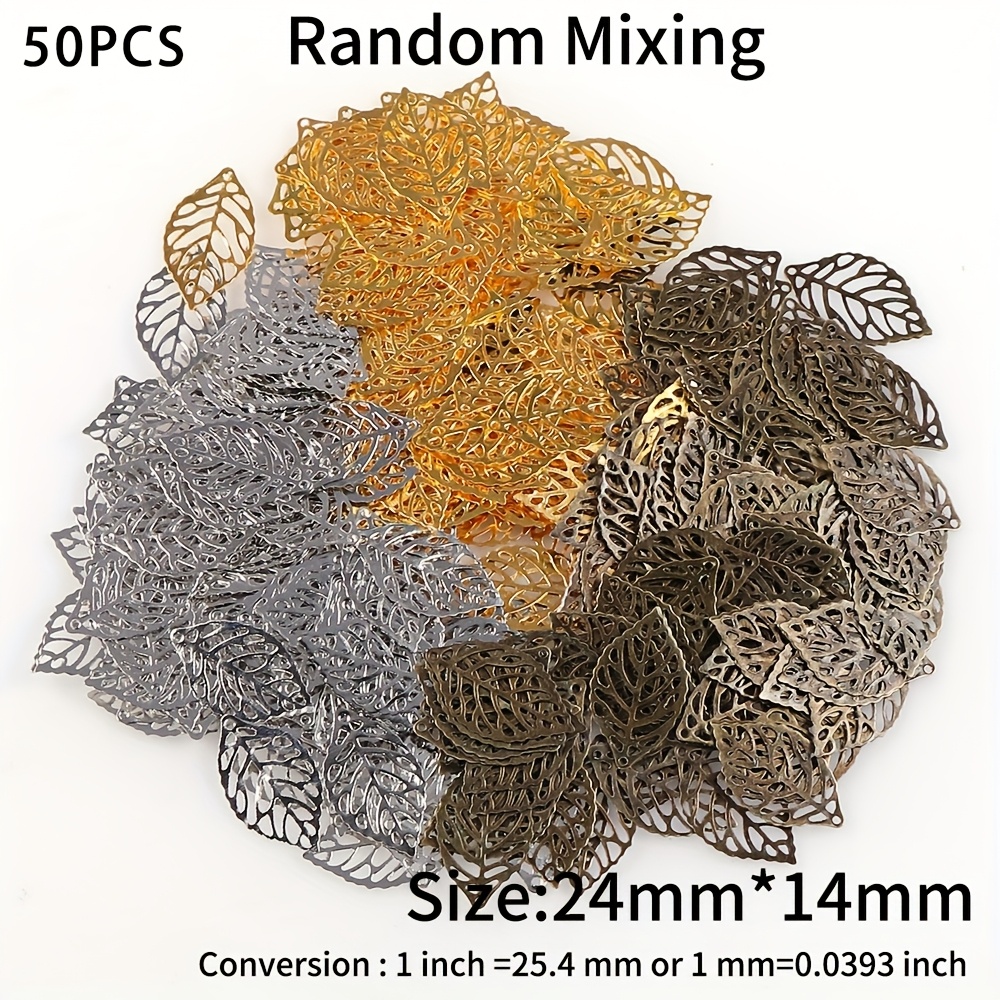 50pcs Mixed Metal Iron Sheet Leaf Accessories