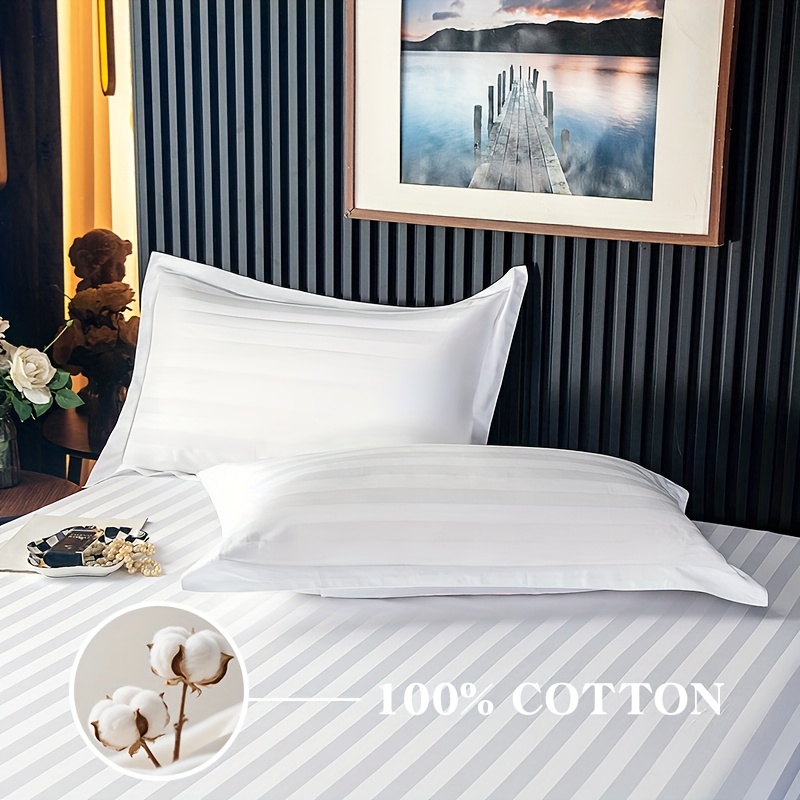 100% Egyptian Cotton, 3pcs Fitted Sheet Set (1 Fitted Sheet + 2 Pillowcases), Egyptian Cotton, Mattress Cover, 40cm Deep Pocket Design, 500 Thread Count, Suitable for Bedroom, Luxury Hotel, Guest Room