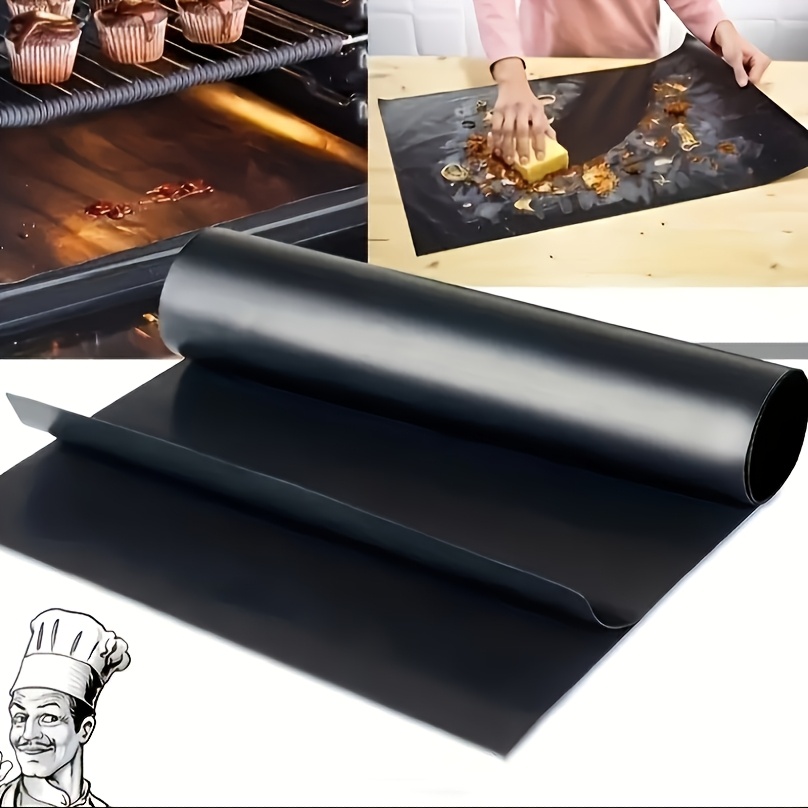 1pc non stick reusable oven mat black pvc for electric gas oven bottom bbq accessory essential for parties vacations details 0