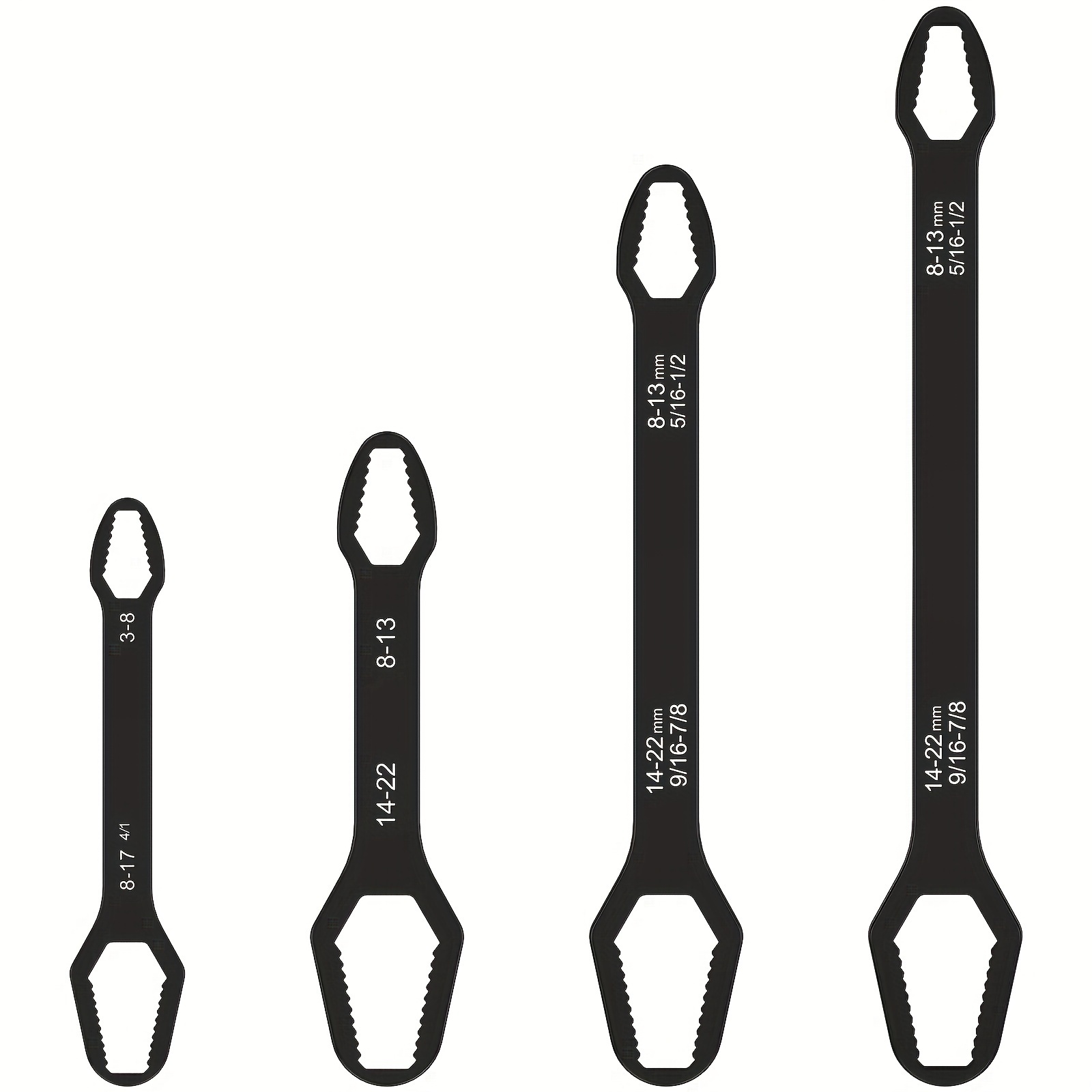 E-shop 4-teiliges Multifunktions-Schlüsselset Doppelkopf-Blumenkohl-Schlüssel 5 / 16 Zoll - 7 / 8 Zoll und 1 / 8 Zoll - 11 / 16 Zoll Selbstspannender