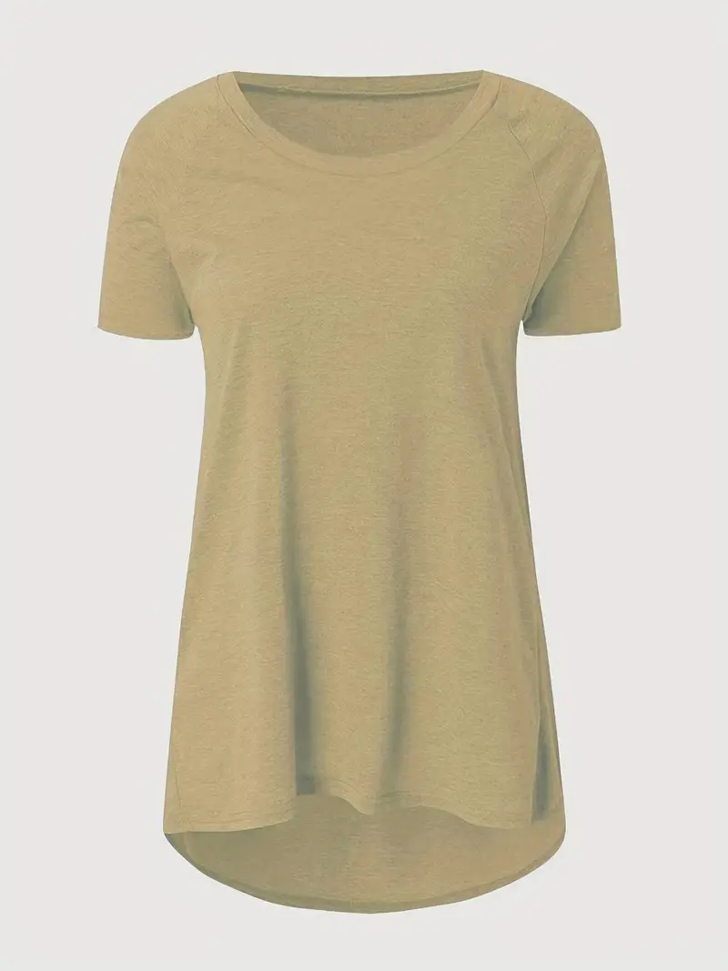 solid longline t shirt crew neck short sleeve t shirt casual womens clothing Product details 38