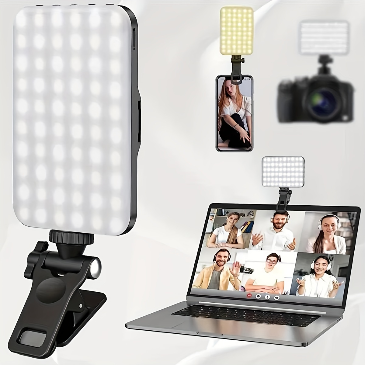 

Selfie Light & Phone Light Clip For Iphone - Phone Led Light With Adjustable Brightness, Perfect For Selfies, Makeup, For Live Streaming & Video Conferencing