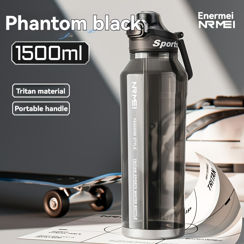 Image of 1pc Water Bottle, With Capacity , Durable And Anti-drop, New Style, Dual Drinking Ports, With Straw, Portable Handle, Suitable For Sports Fitness, Outdoor Use