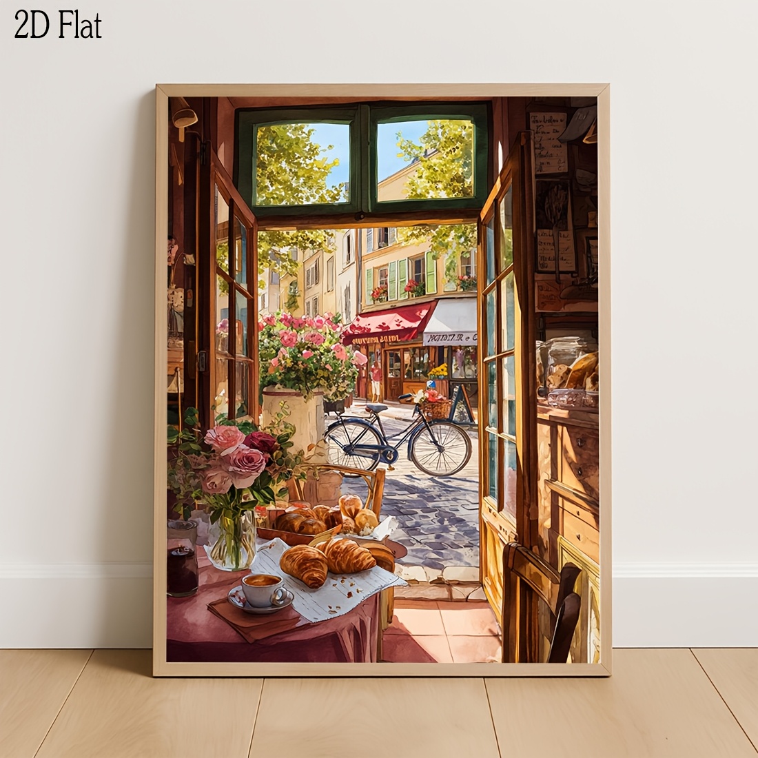  de pared estilo francés 2d  , 1 pieza - póster de panadería   con   de   de croissant, tema francés,   para decoración  , dormitorio, cocina,  , baño, hotel o café, regalo, pintura en  , 2d  