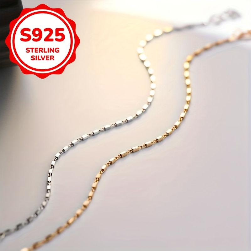 Women's Geometric 925 Silver Bracelet with Rose Golden End