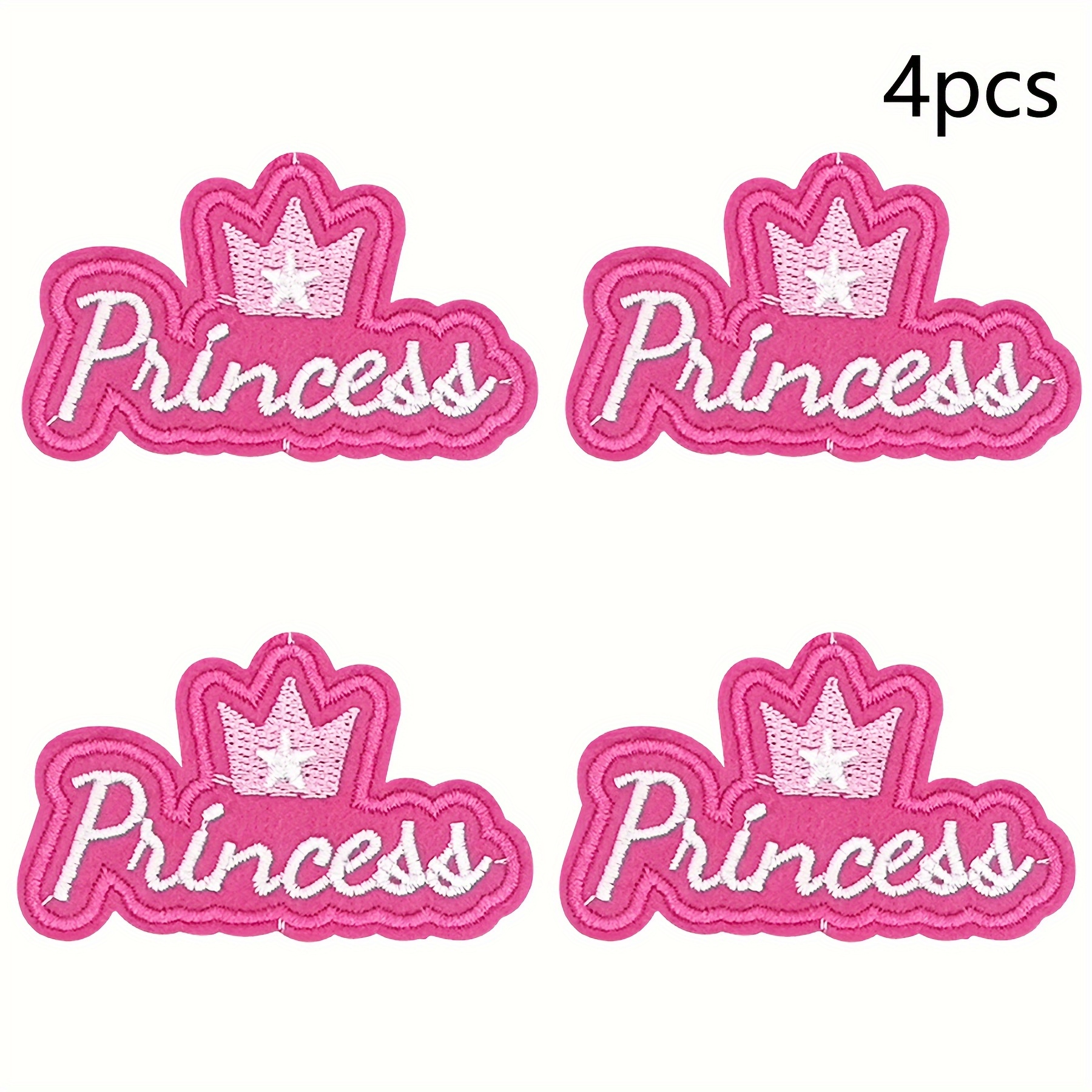 4-pack Princess Crown Embroidered Applique Patches, Iron-on/sew-on Decorative Patch For Diy Jeans, Clothing, Backpacks - Graphic Pattern Fantasy Theme