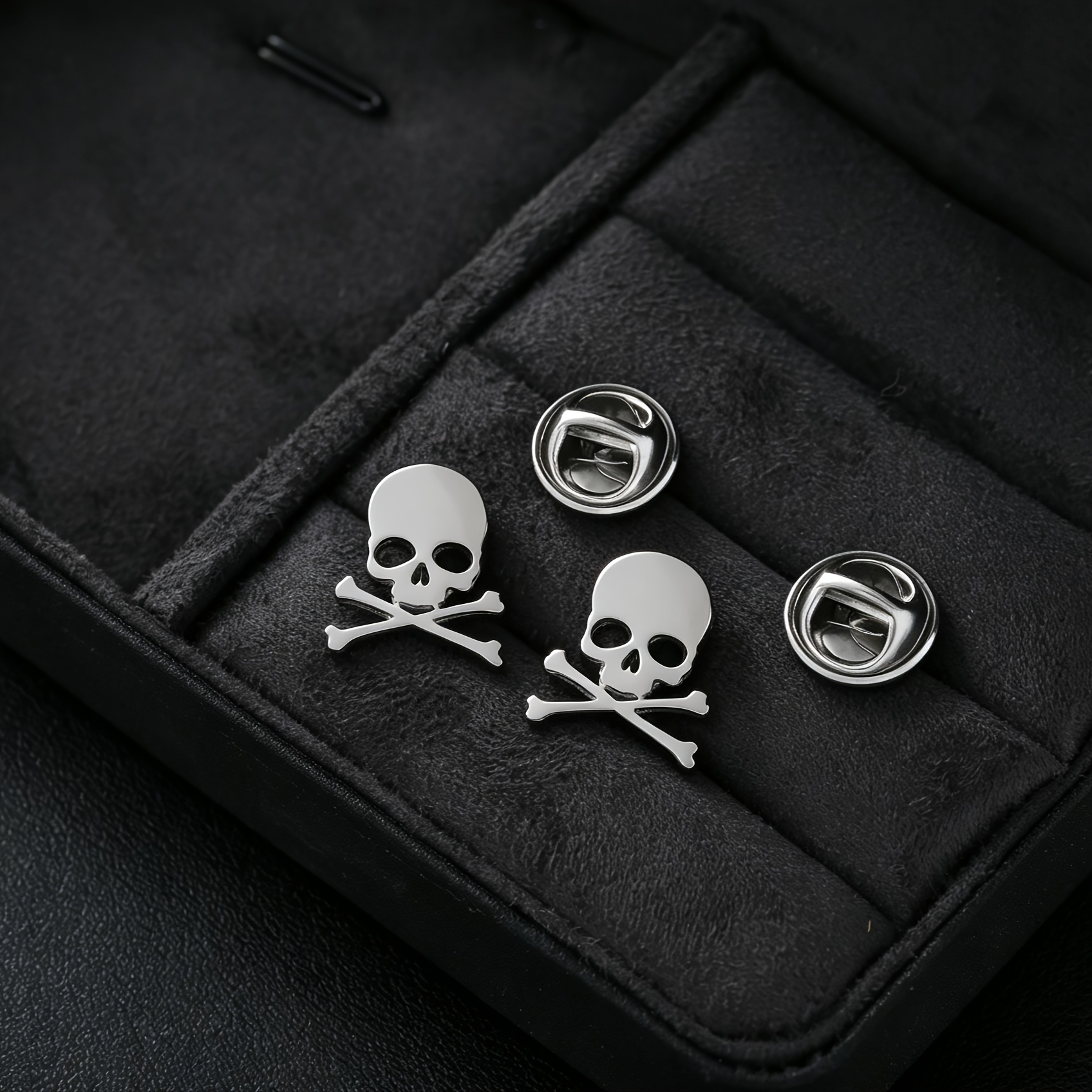 TEMU 2pcs Stainless Steel Skull Brooches, Durable Non Fading Rust Resistant Minimalist Fashion Pins For Suit Scarf Bag, Perfect For Wedding Party