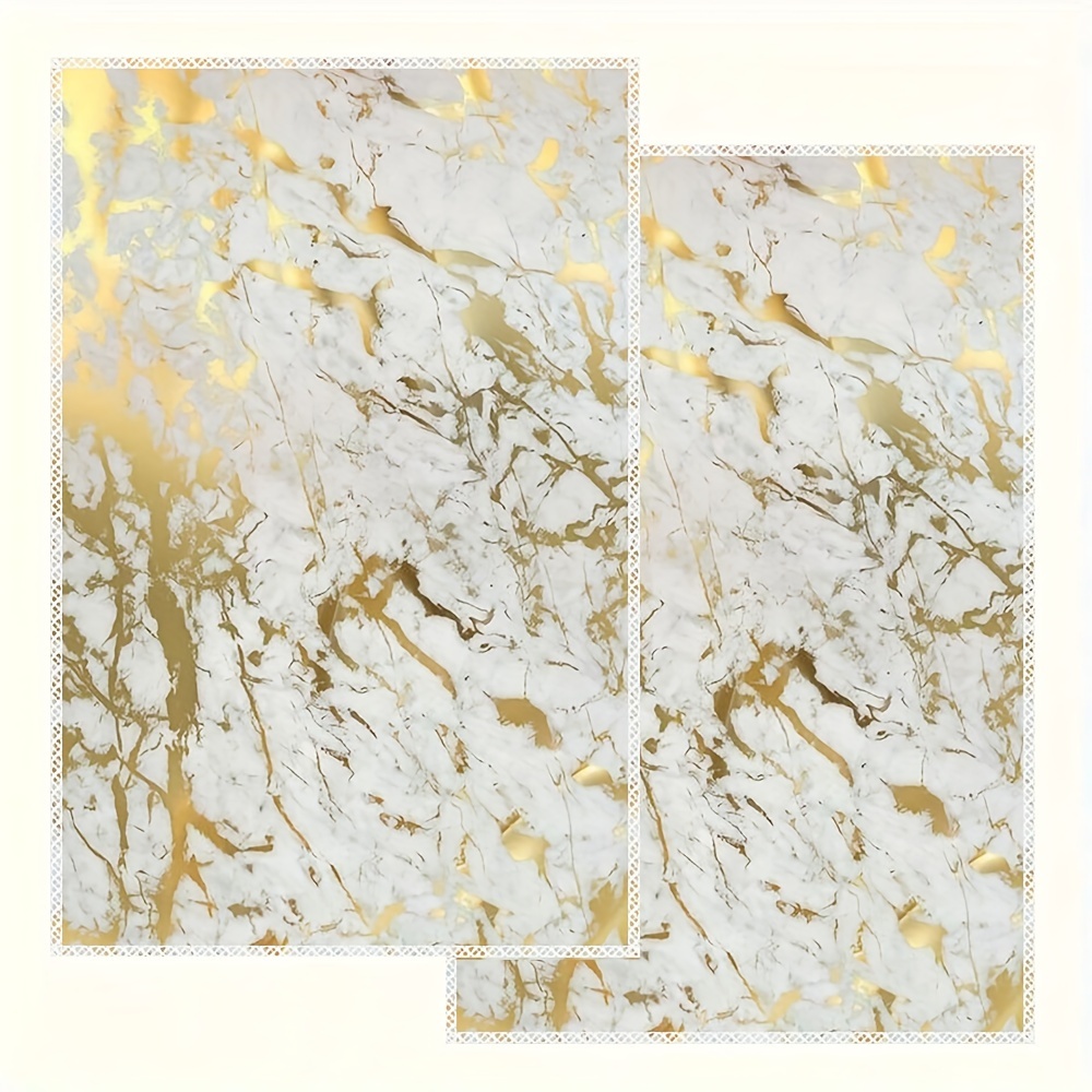 

2pcs Golden Marble Kitchen Towels - 16x24" Vintage Style, Machine Washable Polyester Dish Cloths For Home Decor & Gifts