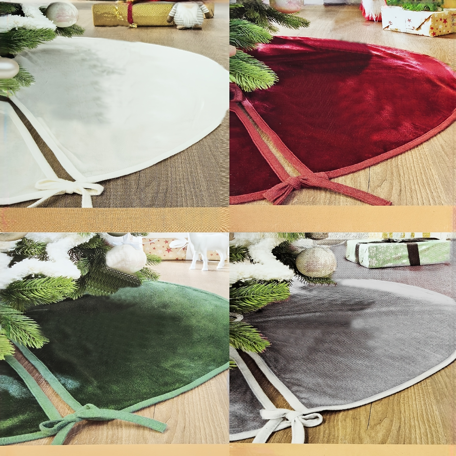 

Large 37" Plush Tree Skirt - Holiday Decor , Light Grey, , Red | Indoor & Outdoor Celebrations Nature