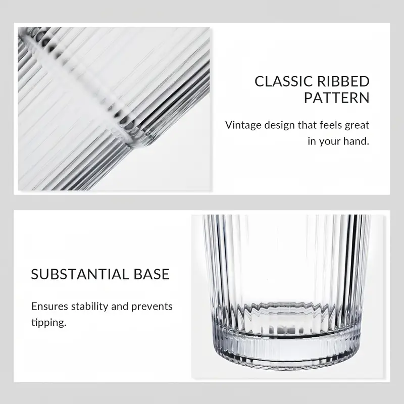 2 ribbed glass cups with plastic lid and straw straw brush iced coffee cocktails etc suitable for home office party supplies 20oz Product details 4