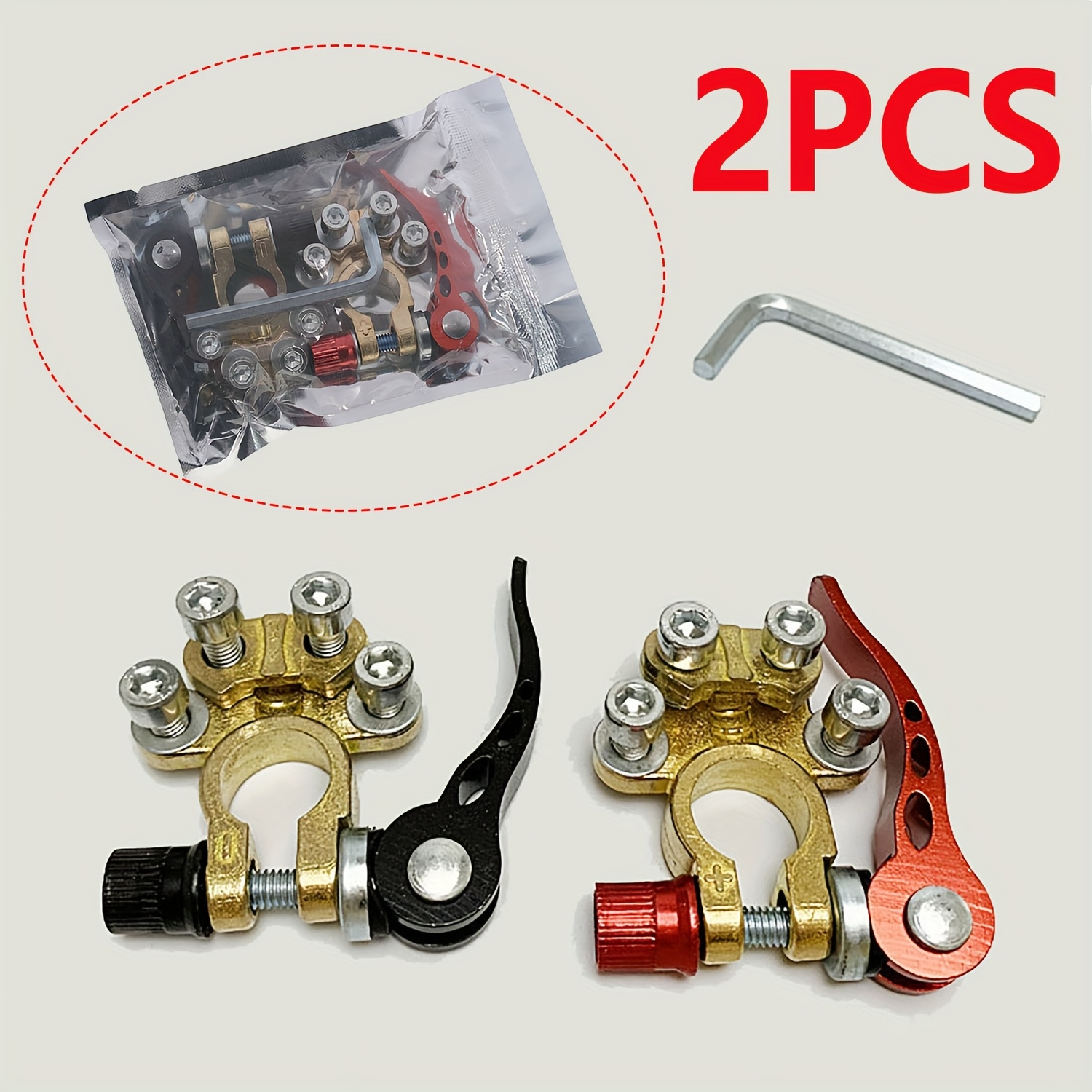 TEMU 2/4pcs Battery Pile Connectors With Wrench Terminal Connectors For Van Multi-functional Use Performance