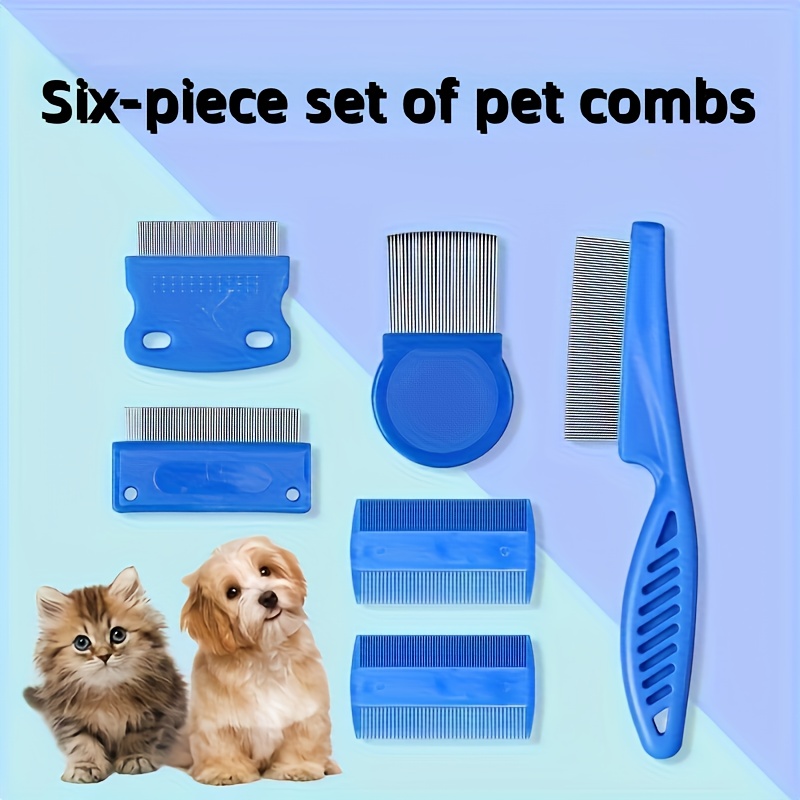 6pcs flea and lice combs stainless steel double sided pet grooming tool dematting brush for dogs cats puppies and kittens tear stain remover hair removal supplies dog grooming supplies   brush dog grooming grooming combs for dogs   dog grooming supplies and accessories ergonomic pet brush doublesided comb rustresistant grooming tool   combs puppy grooming cat owners