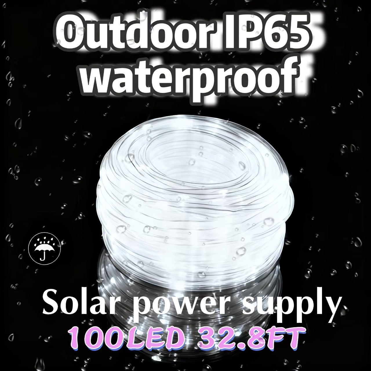 TEMU 100 Led Tube String Lights - 8 , , Durable Plastic Material, Outdoor Waterproof. Perfect For Christmas, Parties, Gardens, Weddings And Festive