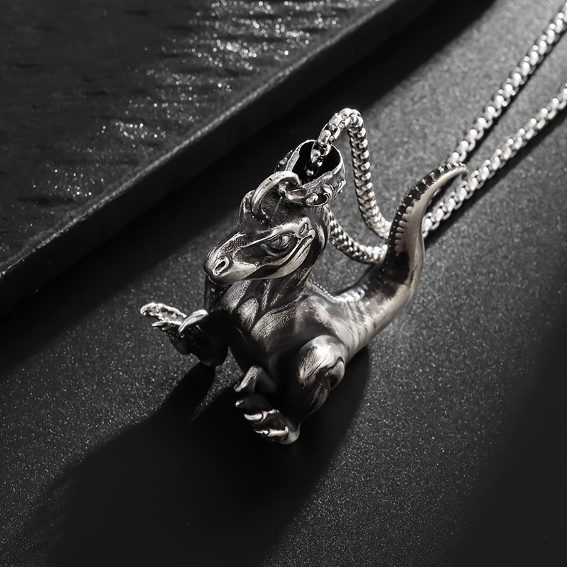 TEMU Men's Retro Dinosaur Pendant Necklace Suitable For Christmas And Halloween Gifts For