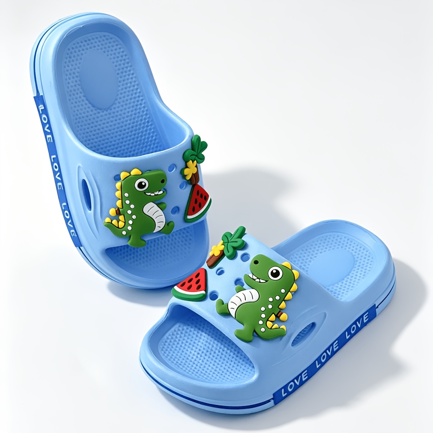 TEMU Pantoufles pour garçons, nouveau motif dinosaure de dessin cool, EVA, légères, respirantes, antidérapantes, chaussures de pêche pour , le loisir