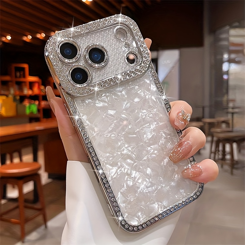 TEMU 【スマホケース】高級感あふれるストーンデザインがおしゃれなスマホケース。最新のiPhoneモデルまで対応。放熱フレーム搭載で、女性へのトレンディなギフトにも最適。