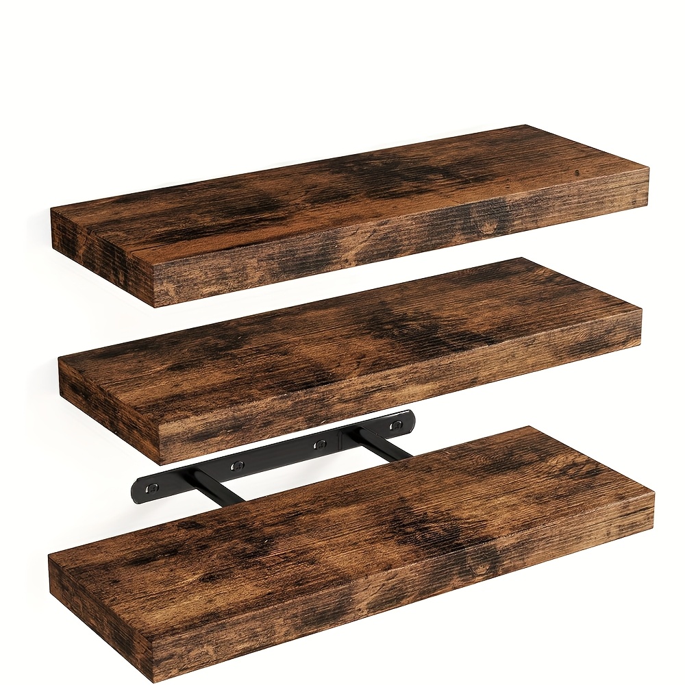 TEMU 3pcs Wall Mounted Shelf Durable For Different Areas, Such As Bedroom Bathroom Storage Rack Living Room Hanging Rack Kitchen Decorative Wooden