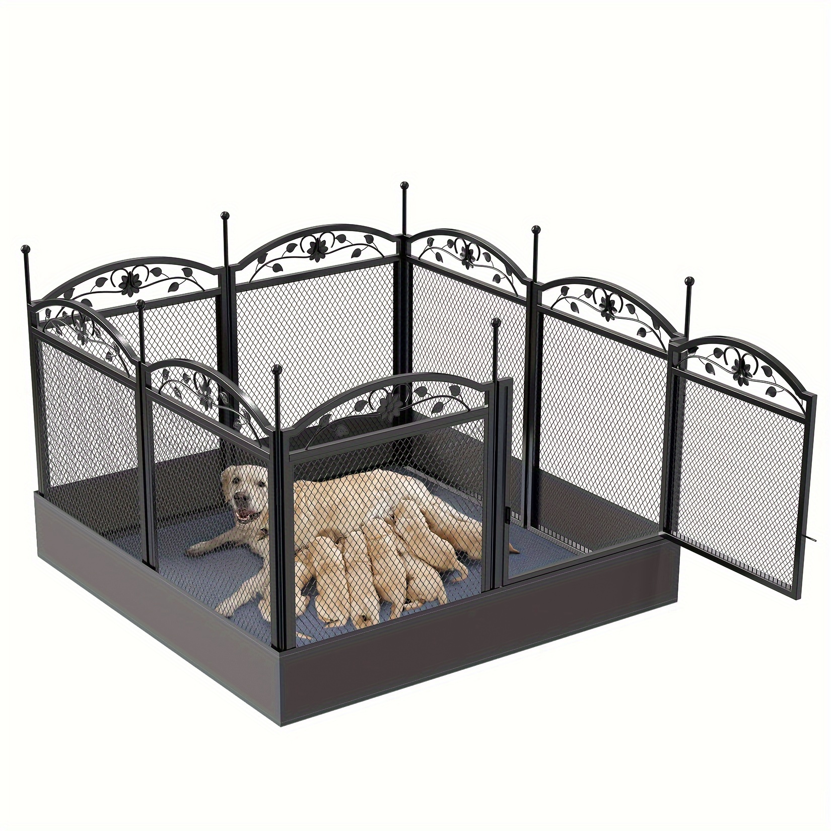 E-shop Robustes 8-Panel Hunde Laufgitter: Metallzaun für Welpen und Hunde, geeignet für den Innen- und Außenbereich, zusammenklappbares Haustier