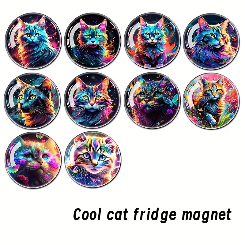 TEMU Lot de 10 aimants de réfrigérateur en verre 3D Time Gem, grands autocollants pour blanc à en verre pour armoires de rangement et lave-vaisselle,