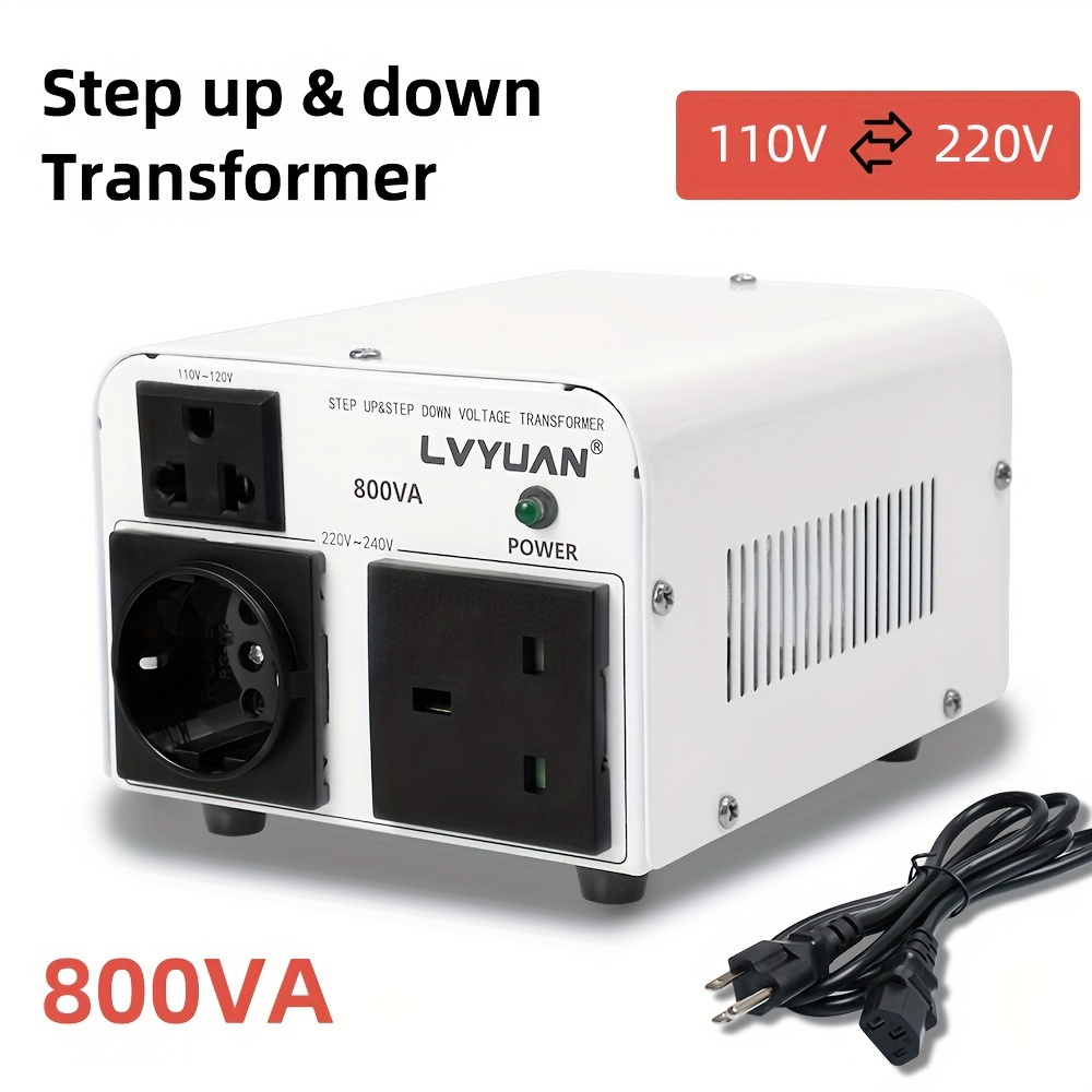 

800w Voltage Converter Transformer Step-up/ From 110v-120v To 220v-240v With 1 Us Socket, 1 Euro Socket, 1 Uk Socket, Car Accessories, Christmas, Without Battery