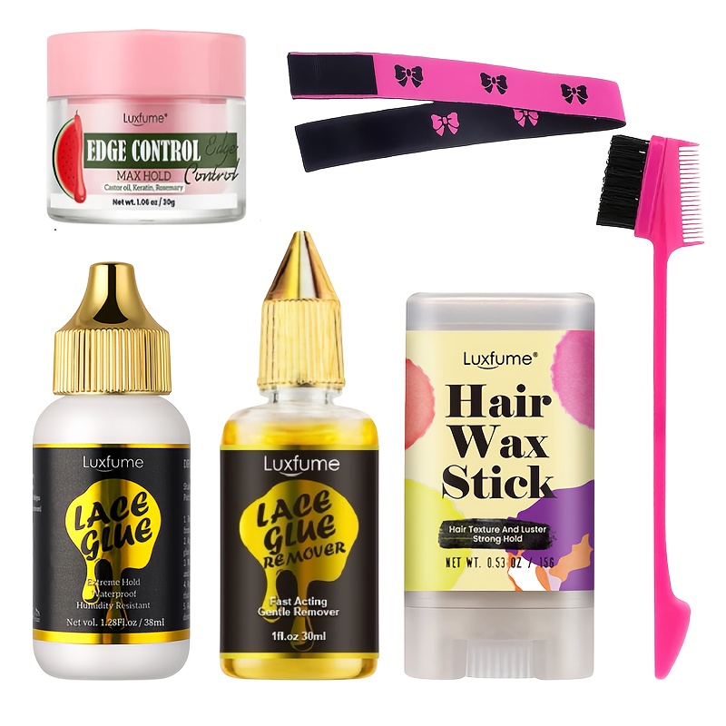 TEMU Suggesting A Watermelon Scented Magic Wig Kit (6 Items): + Unstick Solution + Hair Wax Stick + Watermelon Sideburns Paste + Edge Brush + Hairband, Ensuring You Smell Great And Look Gorgeous!