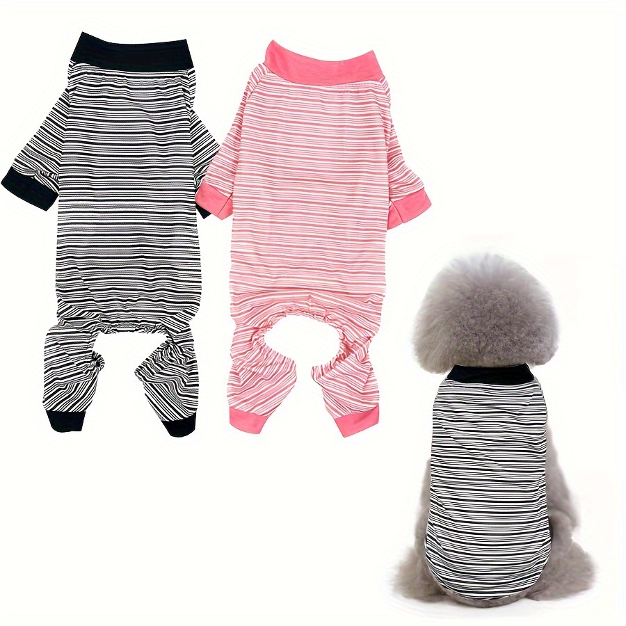 

Dog Pajamas, Striped Pet Jumpsuits For Small , Belly