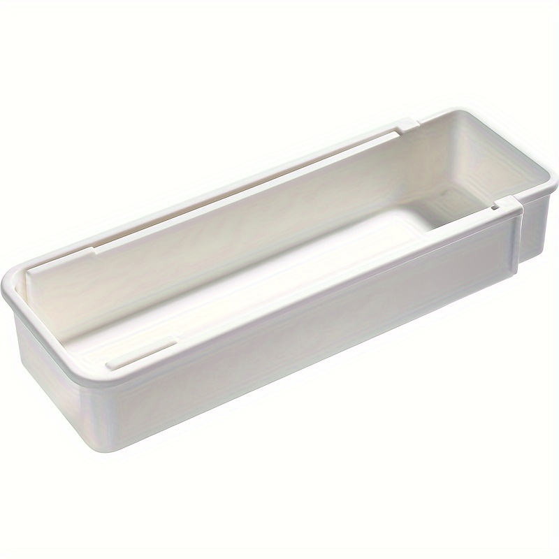 Image of 1/2 Retractable Drawer Classification Storage Box, Kitchen Tableware Bowl And Chopstick Divider Storage Box, Stationery Storage Container, For Home, Dormitory And Office
