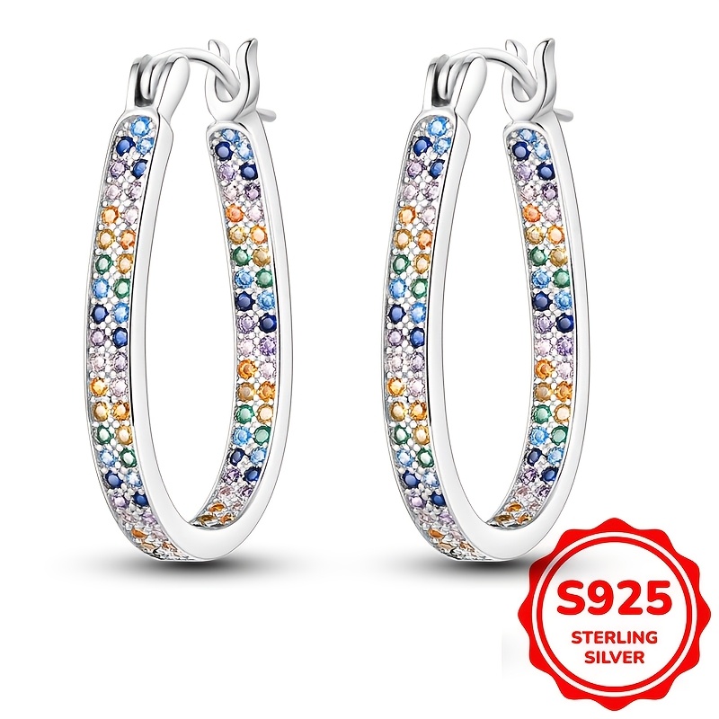 

Boucles d'Oreilles Élégantes et Luxueuses en Zirconia Coloré en de , 925 Argent Pur, Poids 4g, Anti-Allergiques, Style et Luxueux, Bijoux Haut de Gamme pour Femmes, Accessoires de Fête de Mariage