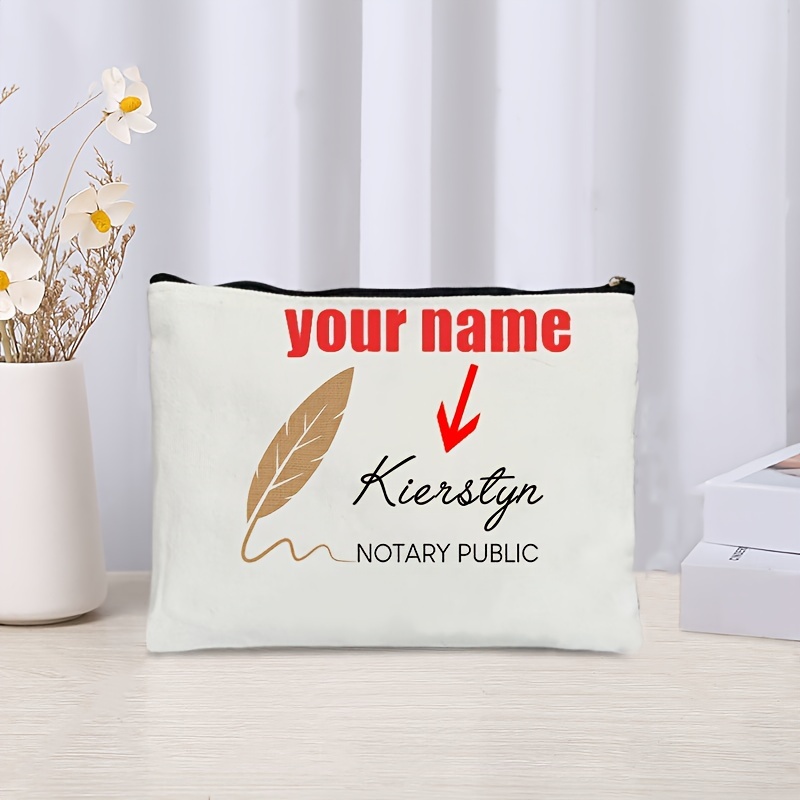 

Custom Name Notary Public Makeup Bag - Lightweight, Foldable & Fade-resistant Cosmetic Pouch With Zipper For Travel & Toiletries - Gift