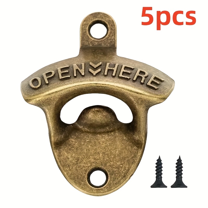 TEMU 5pcs ""vintage Retro Alloy Bottle Openers - Wall-mounted, Durable Metal, Indoor & Outdoor Use, Bbq & Bar Accessories, Bar Accessories | Vintage
