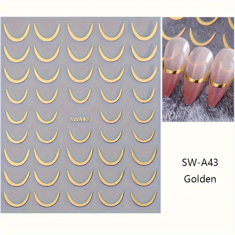 Crescent-shaped Nail Stickers With A , , Featuring Theme. Made From Resin, Self-adhesive, Stickers Are Designed For Single Use And Have A Matte Texture