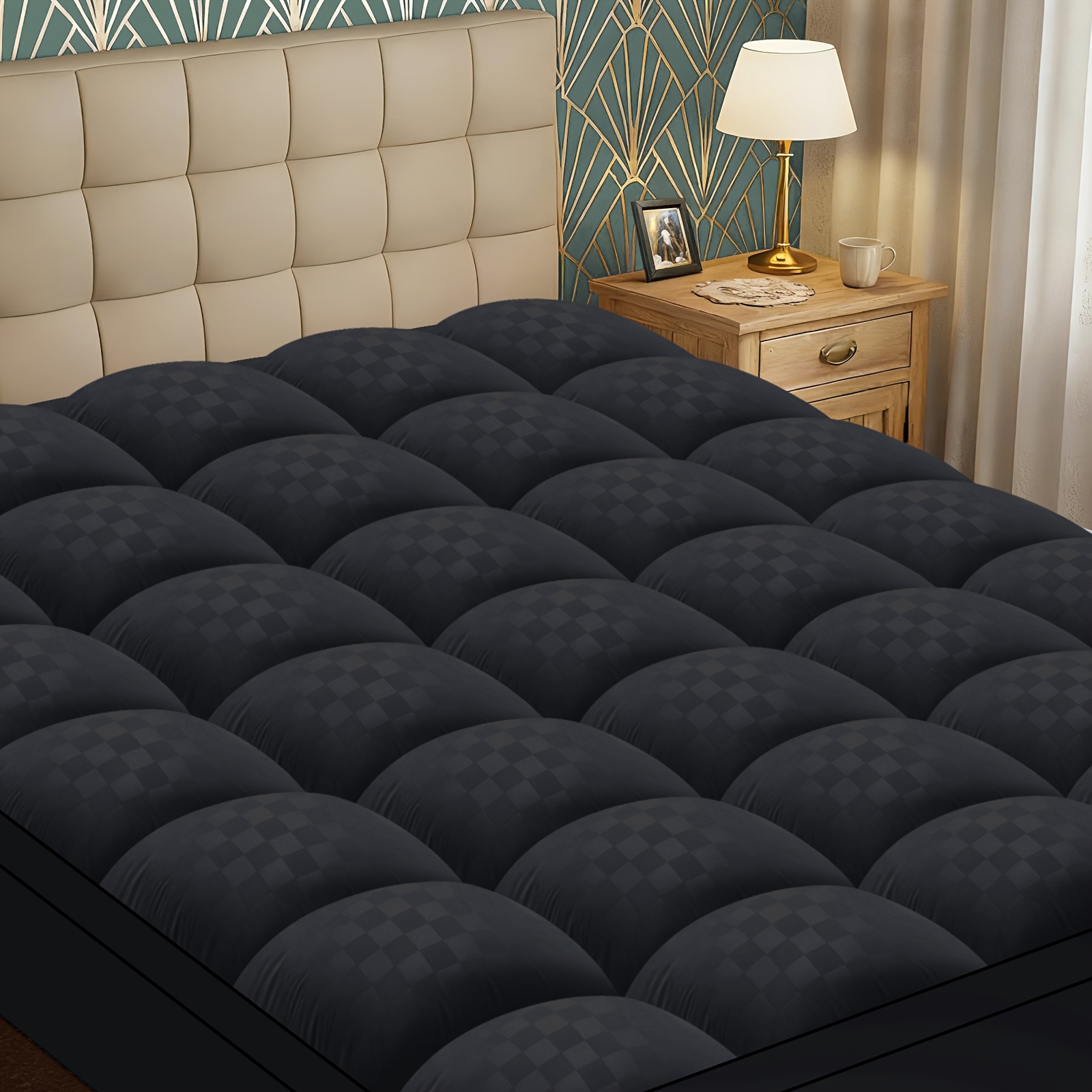 TEMU Mattress Topper With Cooling Features, Soft And Breathable Mattress Pad For Quick Sleep, Fits Mattresses 8-21" Deep, Filled With Down Alternative, Ideal For Futon Mattresses, On Mattress Toppers