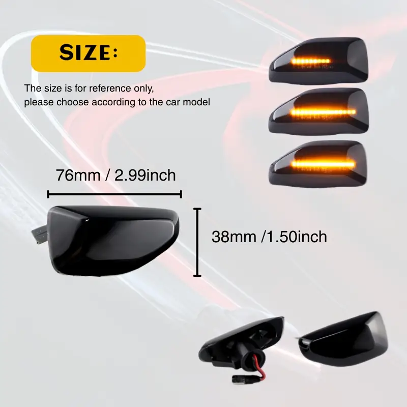 paire de signaux directionnels à eau led - boîtier noir élégant, installation facile avec trous pré-percés et câble dalimentation pour , , duster, de sécurité , moderne, couverture protectrice durable Détails du produit 3