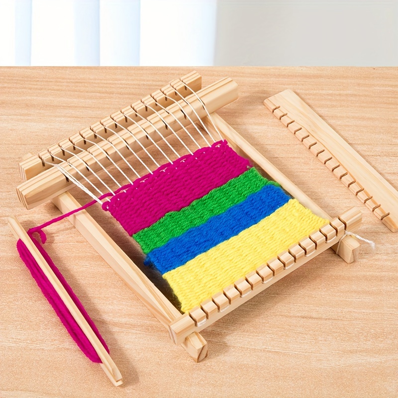 TEMU Diy Wooden Loom Kit For Beginners - Complete Craft Weaving Set With Tools & Materials