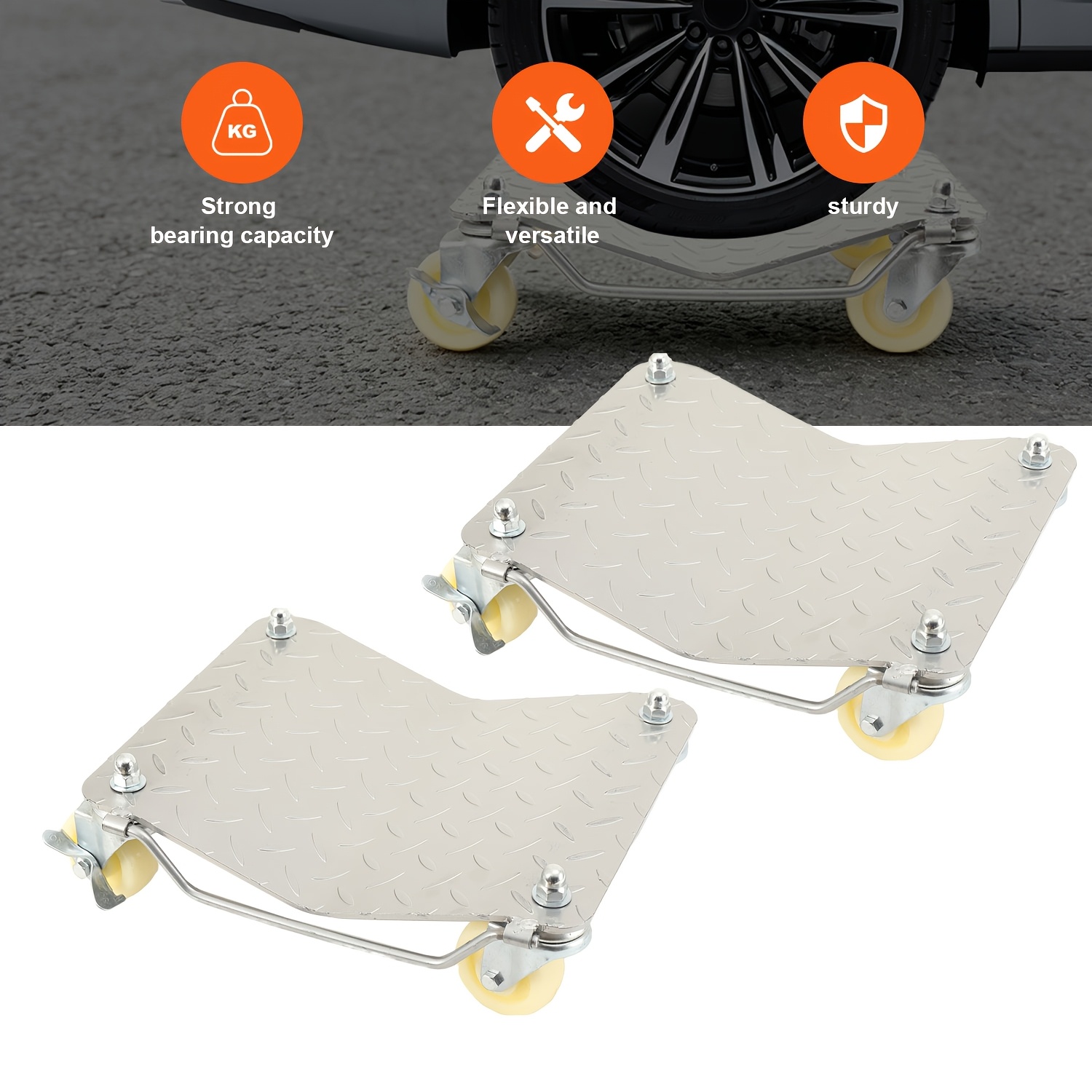 2 Pack Heavy Duty Car Tyre Skate Wheel Dolly