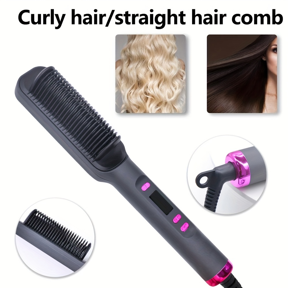 2 in 1 electric hair   curler heated brush comb us plug 220 240v details 3