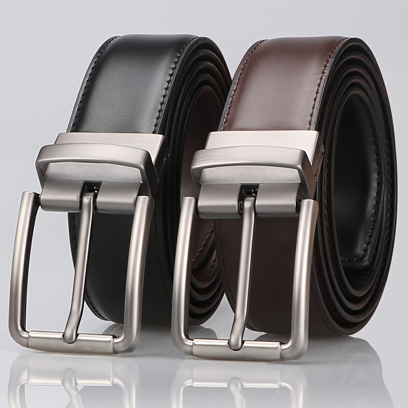 

1pc Men's Genuine Leather Cowhide Reversible Belt, Gift Box