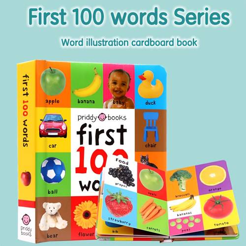 first vocabulary series rounded corner cardboard board book with 15 5cm 12 5cm picture cards for 100 english words word series vocabulary building reading aid early enlightenment reader bedtime learning for home education bedtime