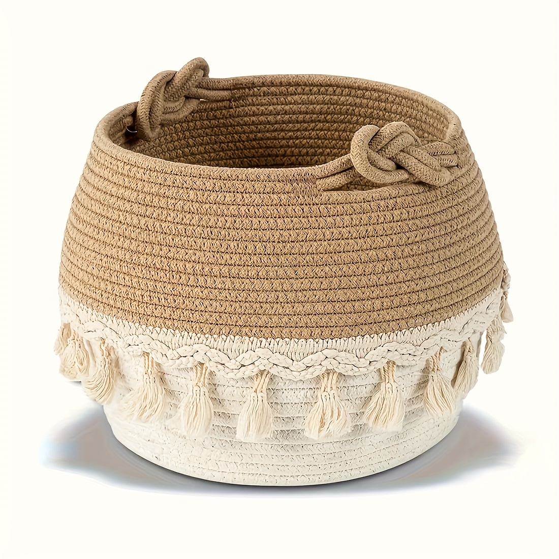 1pc Tassel Decorated Storage Basket Suitable for Various Events And Festive Storage Baskets, Dirty Clothes Storage Basket, Super Beautiful Storage Basket, Shelf Baskets