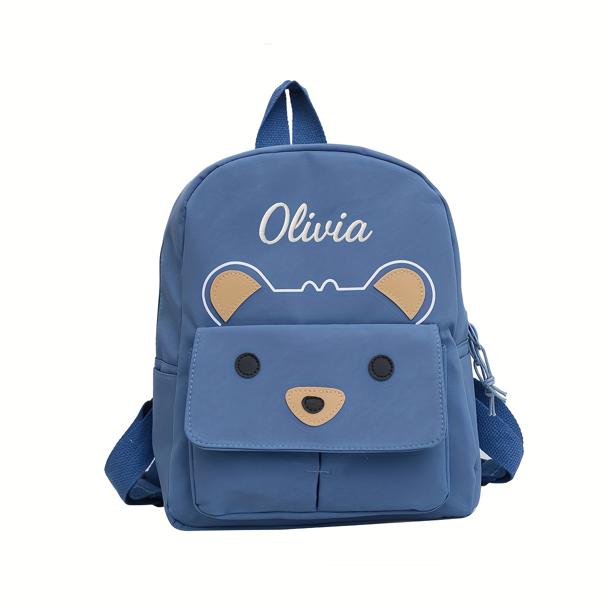 Image of 1pc Embroidery Customization Cute Cartoon Bear Backpack, Lightweight Casual Daybag, Personalized Backpack With Customizable Name, Suitable For Outdoor Travel, Daily, Commuting, Storage, For Gift