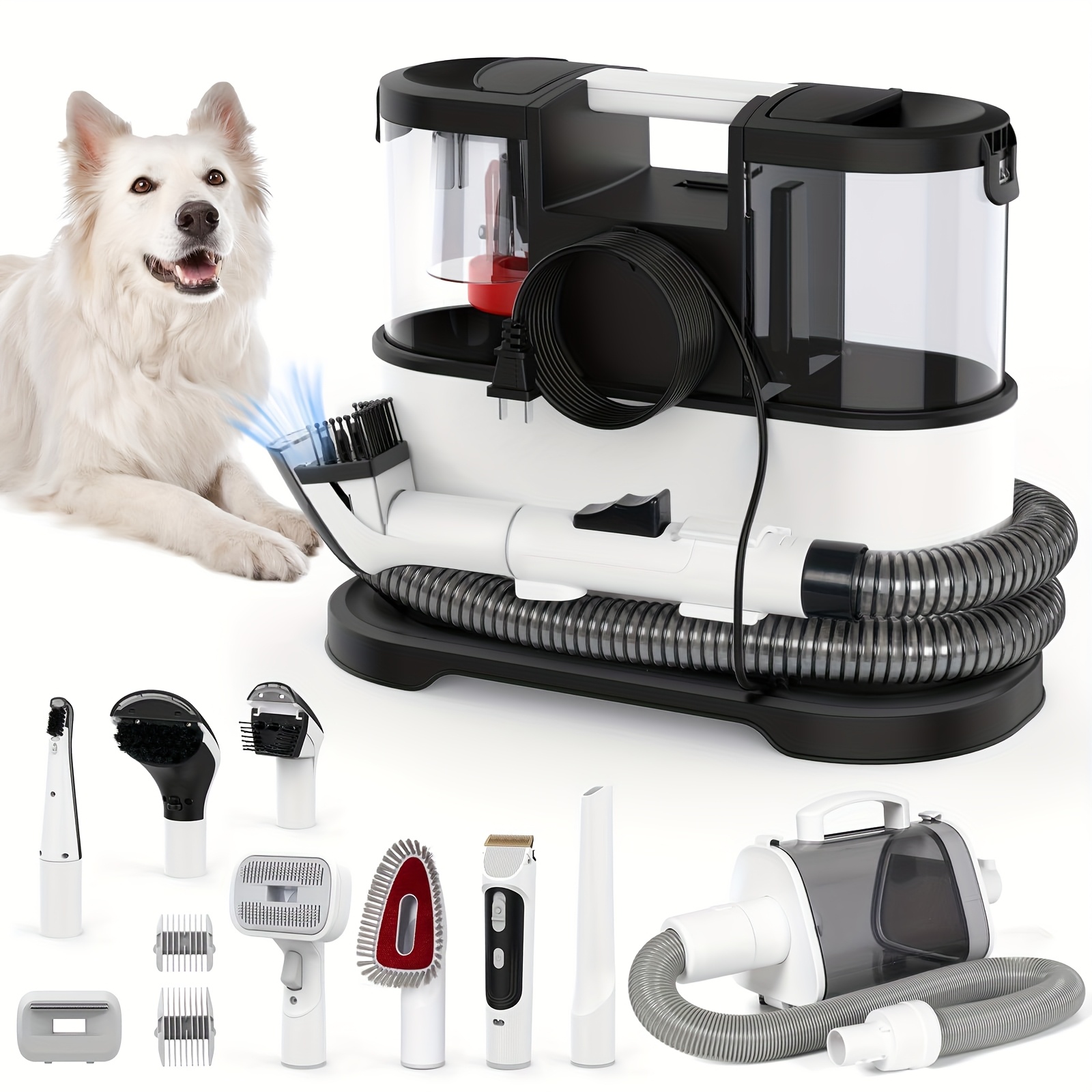 

Pet Grooming Set, Dog Vacuum Cleaner And Hairdryer 2in 1 (including 8 Pet Grooming Tools)11.5kpa Strong Suction, (suitable Forsofa/car) Dog Grooming Kit With Hair Dryer