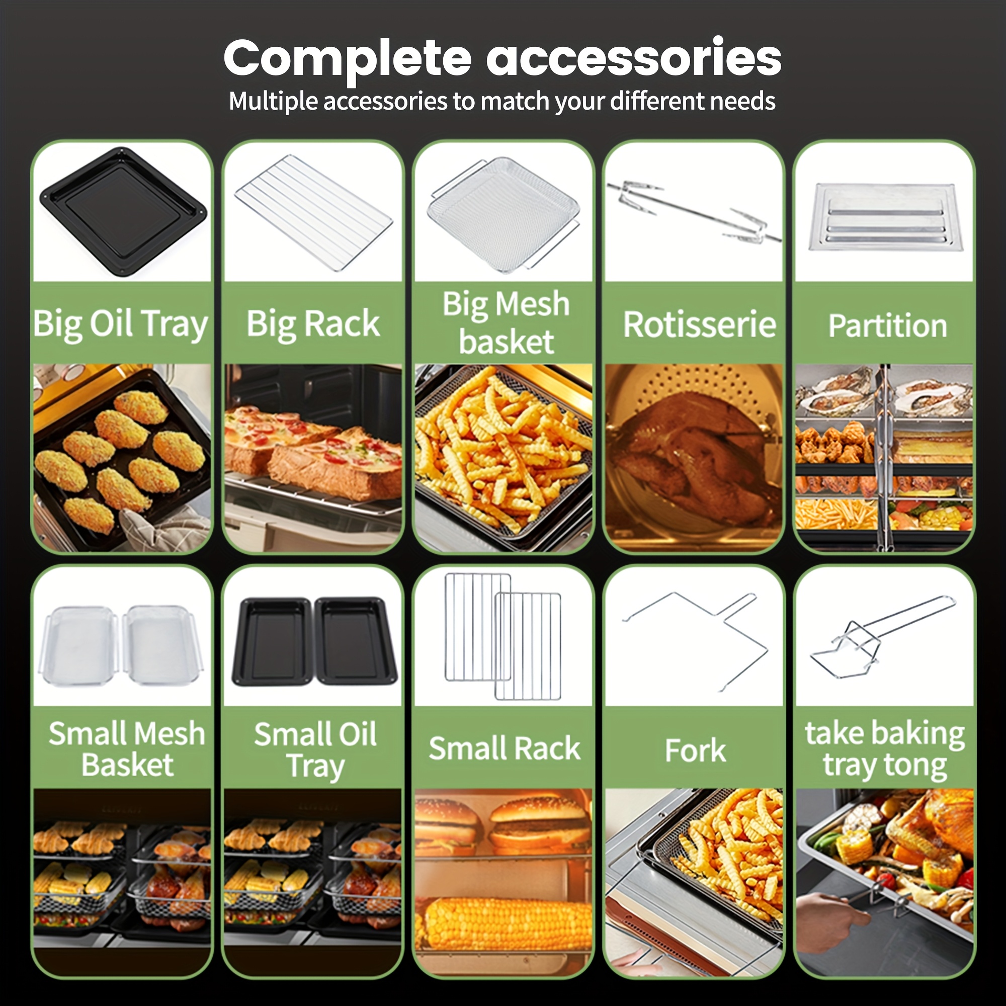 Dubbele Zone Heetluchtfriteuse, 23L Heetluchtfriteuse, XXL Oven 2200 W met LED Touchscreen, 15 Programma's, met Receptenboek, Compleet Set Accessoires