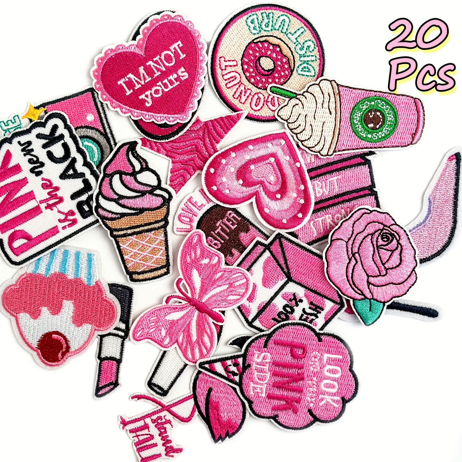 

20pcs -on Patches Set For Girls, Sew-on/ For Clothes, Dresses, Hats, Jeans,